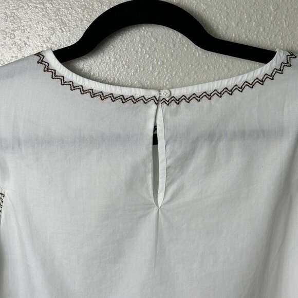 Madewell White Embroidered Puff-Sleeve Blouse Sz M Flowy Boho Romantic Top NWT - Picture 9 of 13